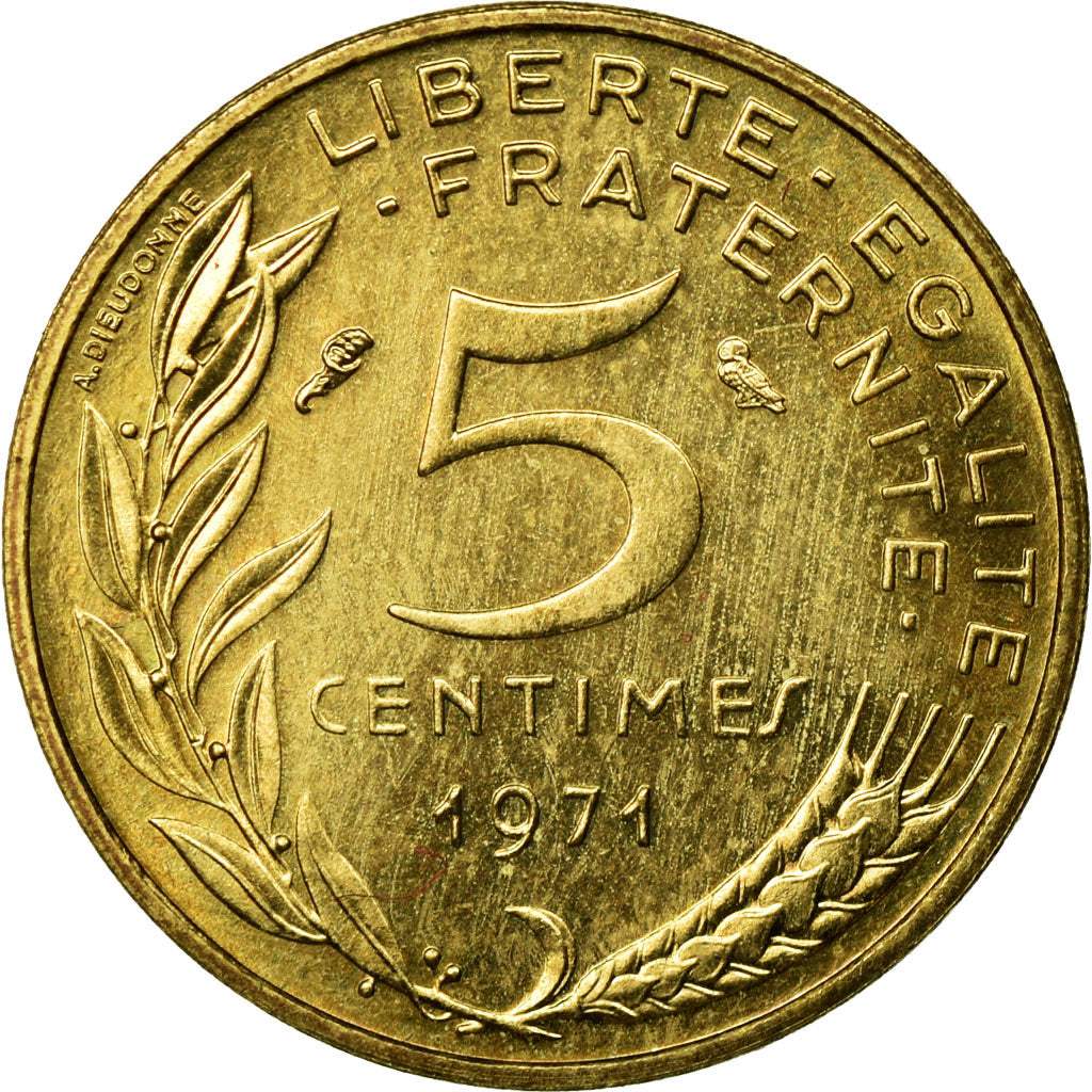 Moneda, Francia, Marianne, 5 Centimes, 1971, FDC, Aluminio - bronce, Gadoury:175