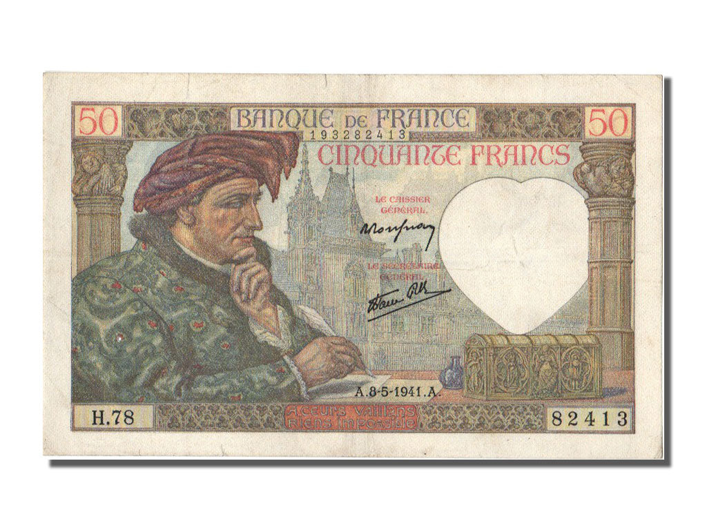 Biljet, Frankrijk, 50 Francs, 50 F 1940-1942 ''Jacques Coeur'', 1941