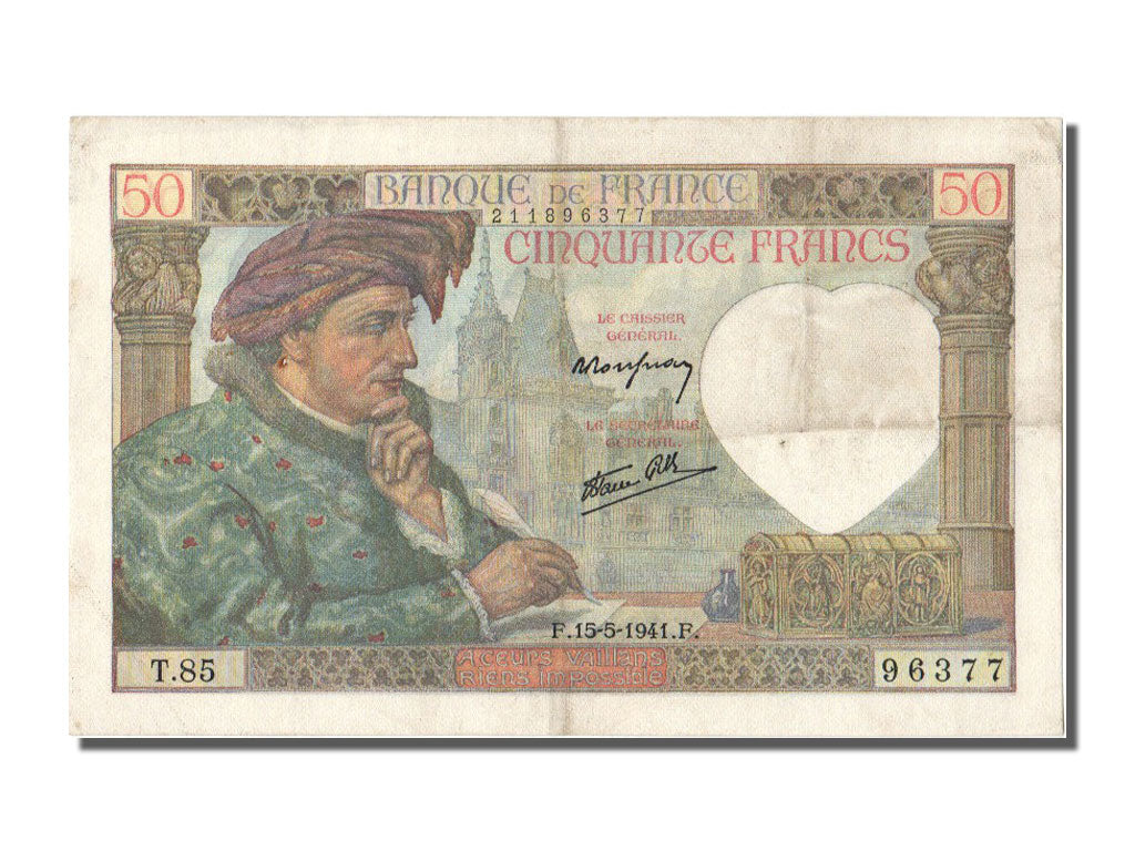 Biljet, Frankrijk, 50 Francs, 50 F 1940-1942 ''Jacques Coeur'', 1941