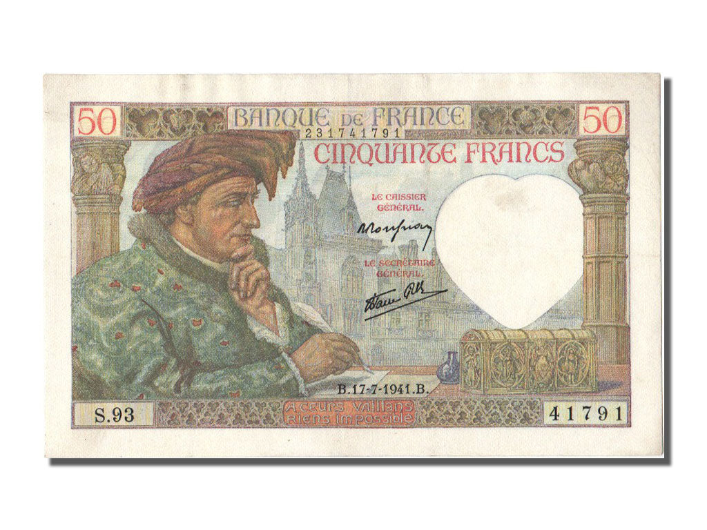 Biljet, Frankrijk, 50 Francs, 50 F 1940-1942 ''Jacques Coeur'', 1941