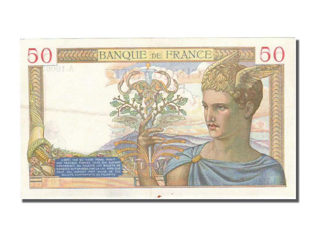 Biljet, Frankrijk, 50 Francs, 50 F 1934-1940 ''Cérès'', 1939, 1939-03-30, SUP