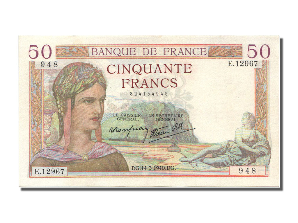 Billete, Francia, 50 Francs, 50 F 1934-1940 ''Cérès'', 1940, 1940-03-14, EBC+
