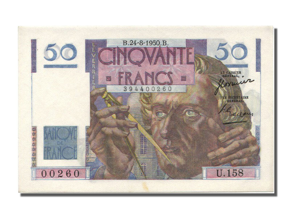 Billet, France, 50 Francs, 50 F 1946-1951 ''Le Verrier'', 1950, 1950-08-24
