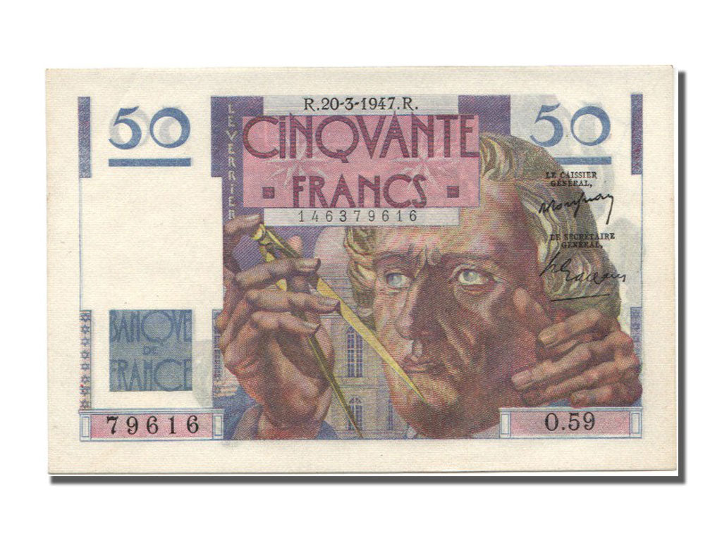 Biljet, Frankrijk, 50 Francs, 50 F 1946-1951 ''Le Verrier'', 1947, 1947-03-20