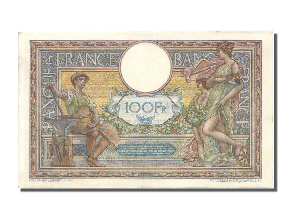 Banknote, France, 100 Francs, 100 F 1908-1939 ''Luc Olivier Merson'', 1914