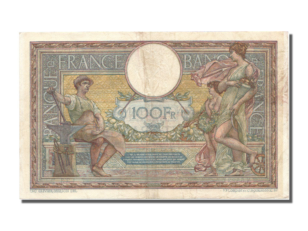 Banknot, Francja, 100 Francs, Luc Olivier Merson, 1919, 1919-01-25, AU(50-53)