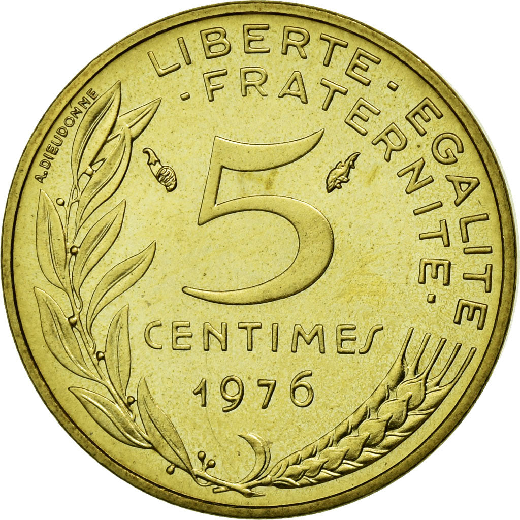 Coin, France, Marianne, 5 Centimes, 1976, Paris, MS(65-70), Aluminum-Bronze