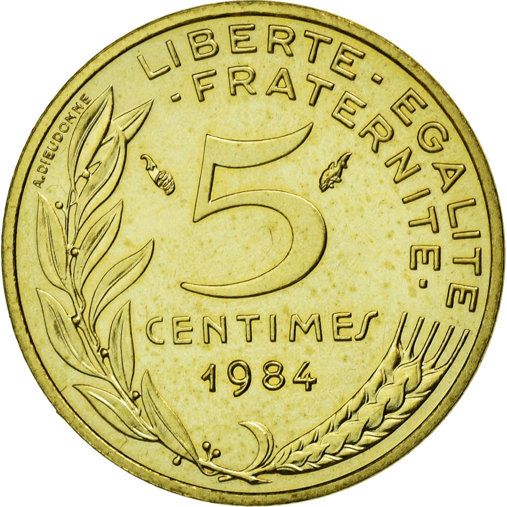 Coin, France, Marianne, 5 Centimes, 1984, MS(65-70), Aluminum-Bronze
