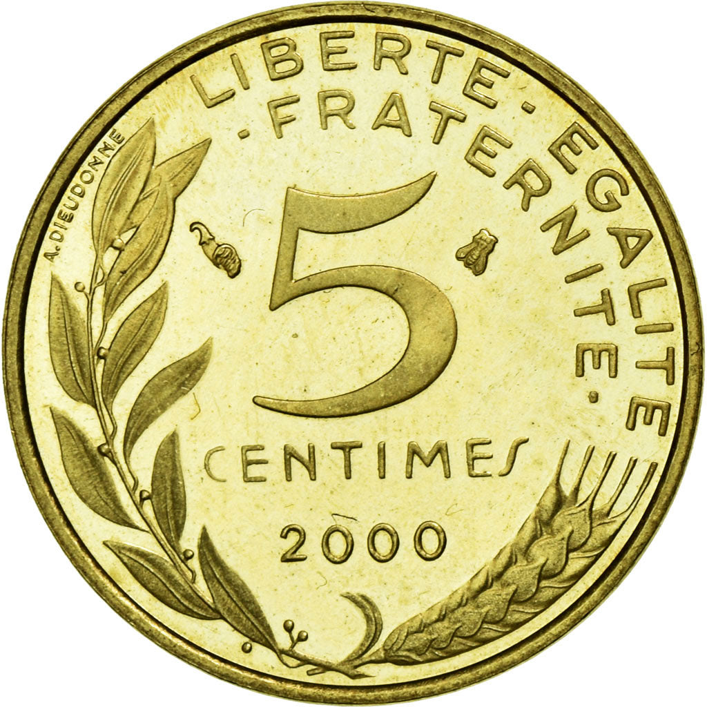 Coin, France, Marianne, 5 Centimes, 2000, Paris, MS(65-70), Aluminum-Bronze
