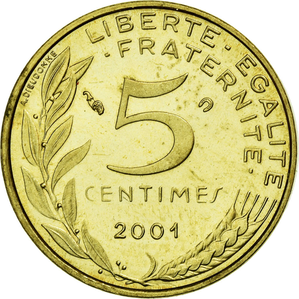 Coin, France, Marianne, 5 Centimes, 2001, MS(65-70), Aluminum-Bronze