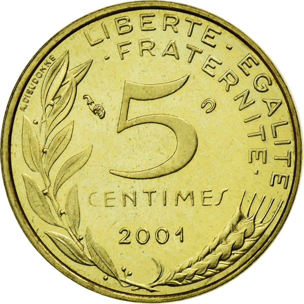 Monnaie, France, Marianne, 5 Centimes, 2001, Paris, FDC, Aluminum-Bronze