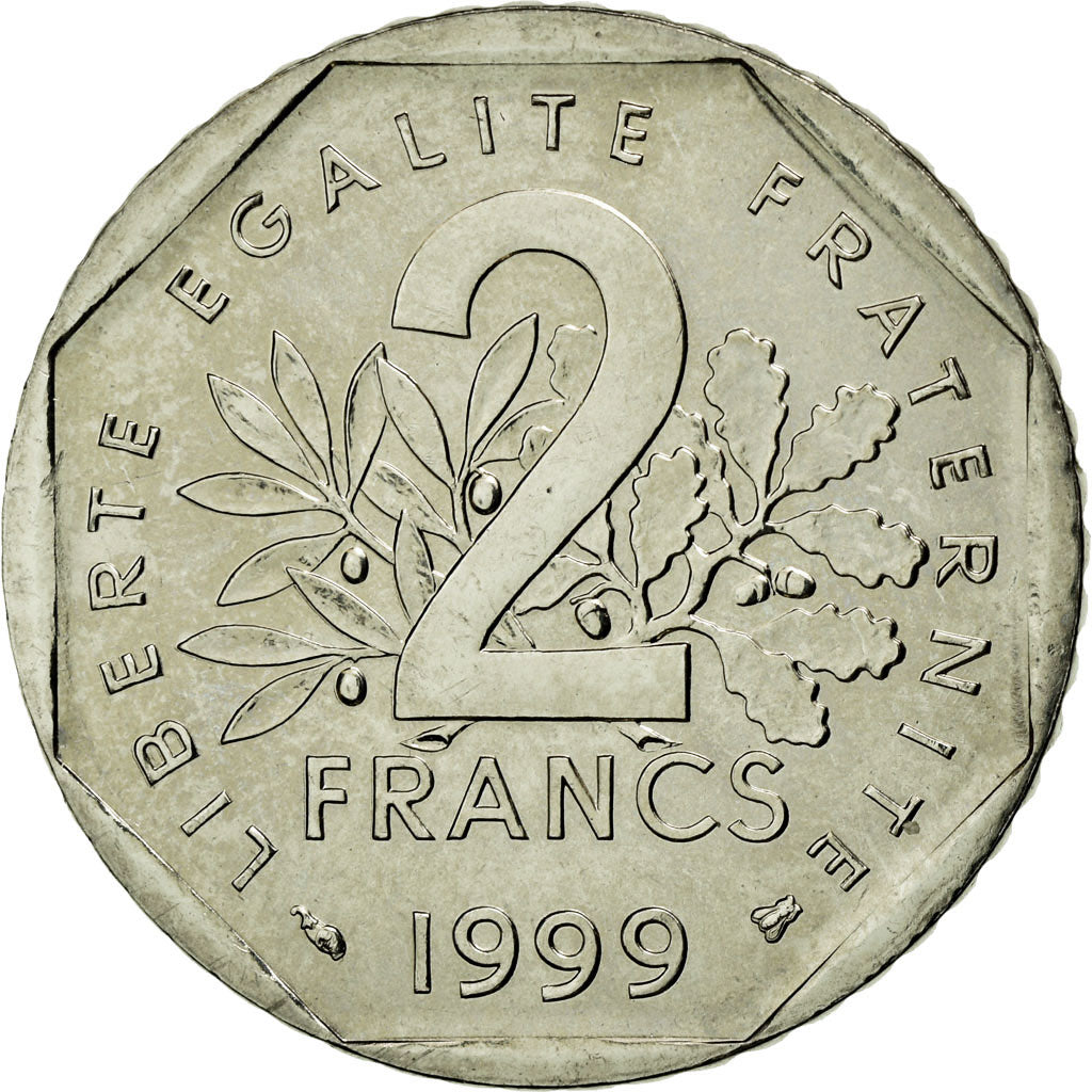 Moneta, Francia, Semeuse, 2 Francs, 1999, FDC, Nichel, Gadoury:547