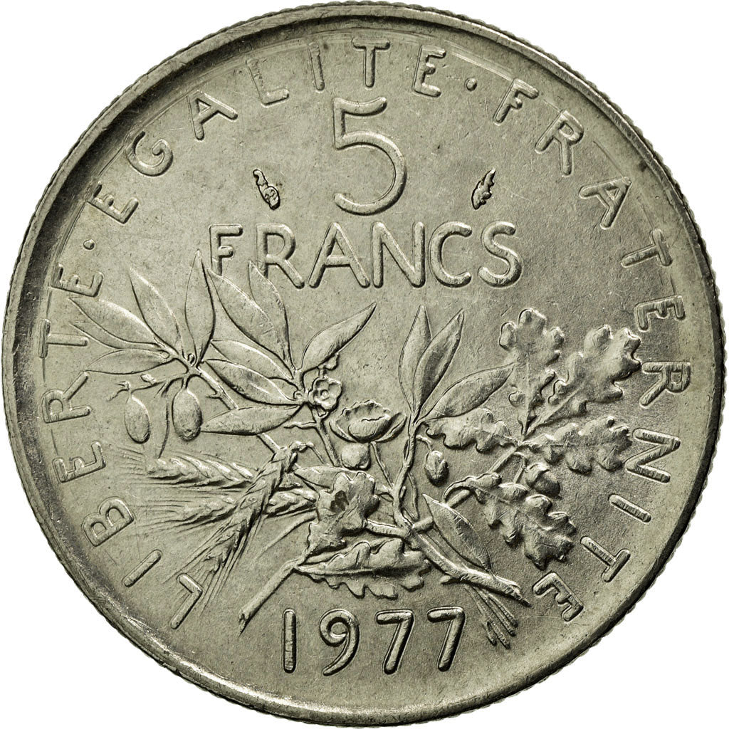 Coin, France, Semeuse, 5 Francs, 1977, Paris, MS(65-70), Nickel Clad
