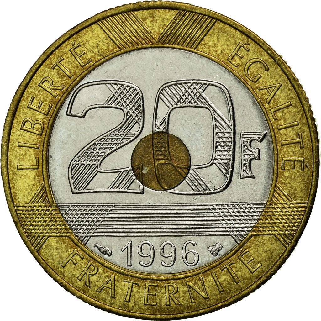 Coin, France, Mont Saint Michel, 20 Francs, 1996, MS(65-70), Tri-Metallic
