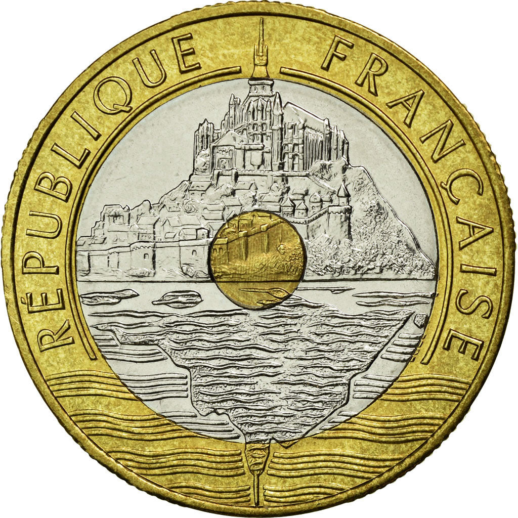 Coin, France, Mont Saint Michel, 20 Francs, 1999, MS(65-70), Tri-Metallic