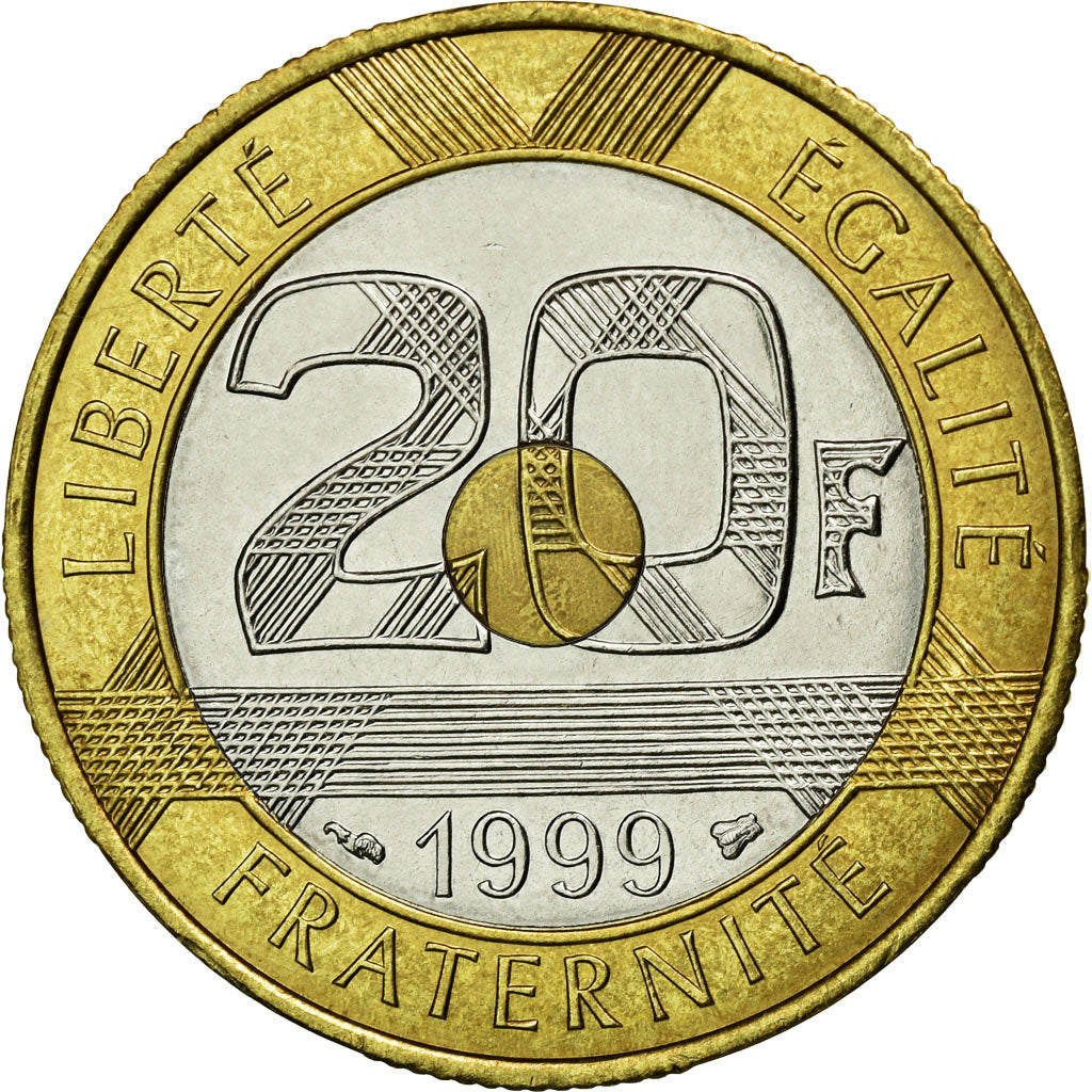 Coin, France, Mont Saint Michel, 20 Francs, 1999, MS(65-70), Tri-Metallic
