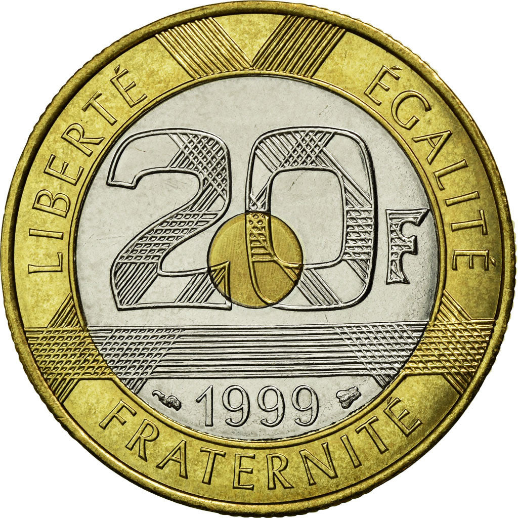 Coin, France, Mont Saint Michel, 20 Francs, 1999, MS(65-70), Tri-Metallic