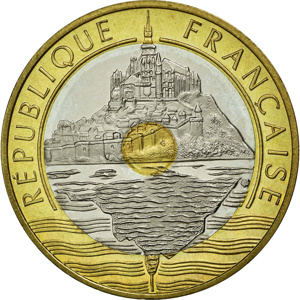 Coin, France, Mont Saint Michel, 20 Francs, 2000, MS(65-70), Tri-Metallic