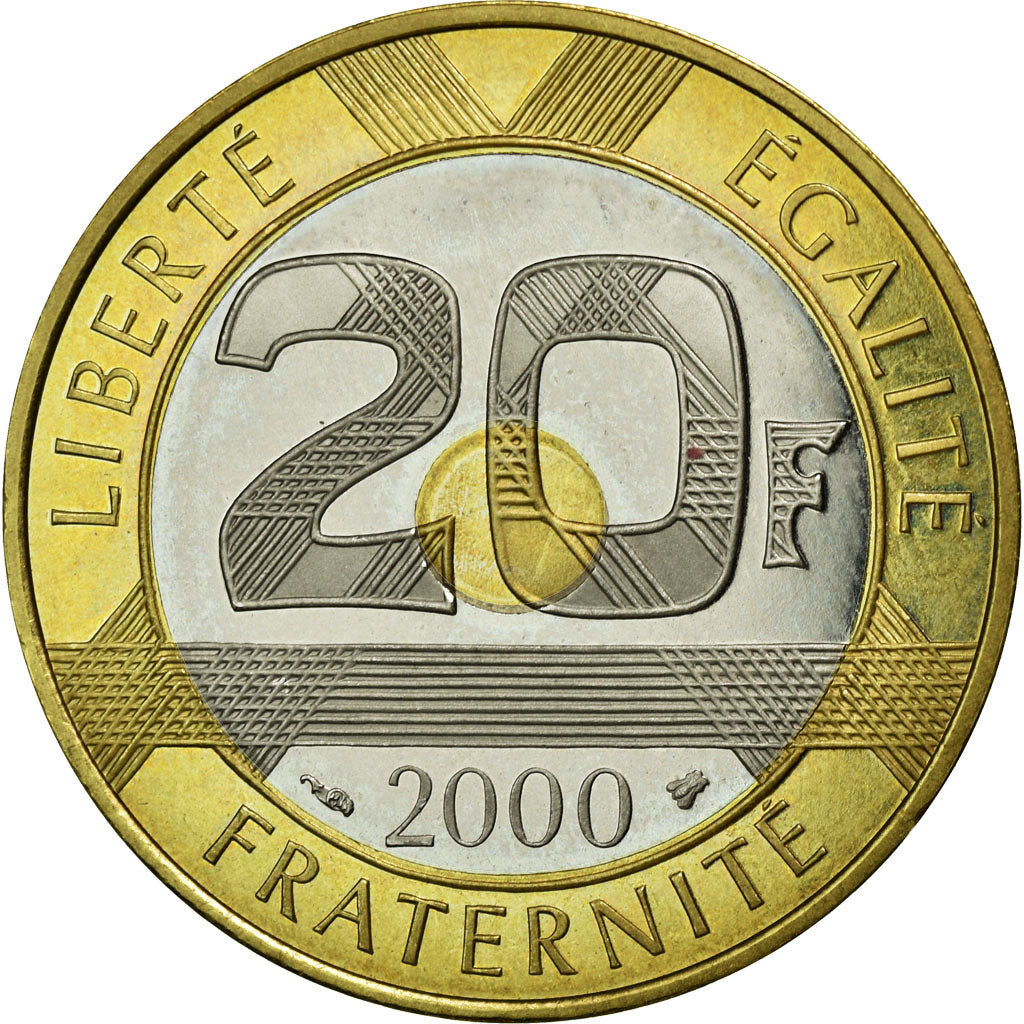 Coin, France, Mont Saint Michel, 20 Francs, 2000, MS(65-70), Tri-Metallic