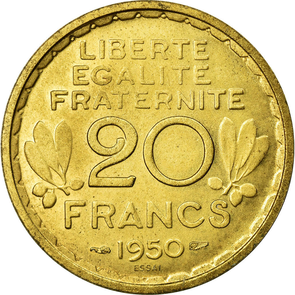 Moneta, Francja, 20 Francs, 1950, MS(65-70), Brąz-Aluminium, Gadoury:861
