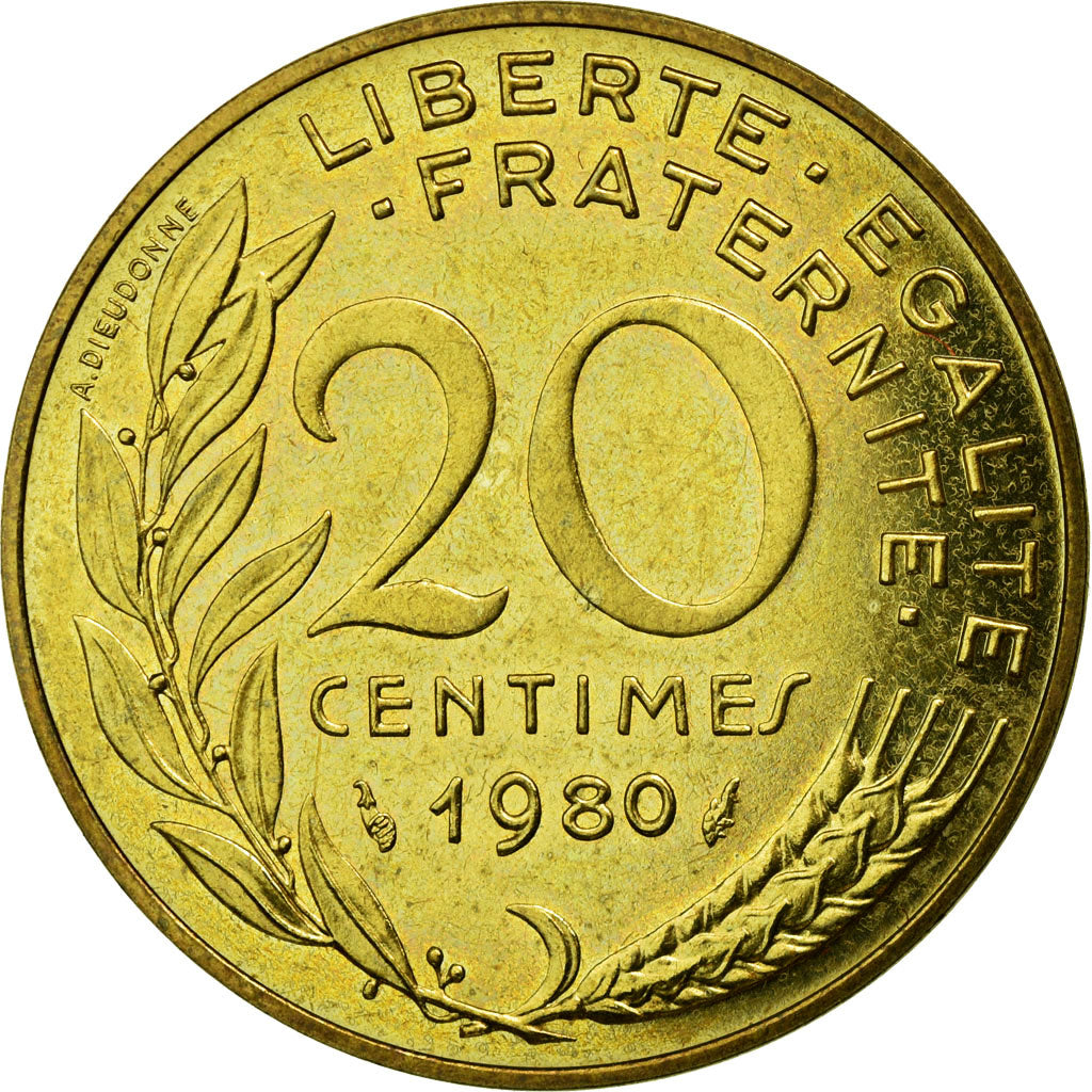 Moneda, Francia, Marianne, 20 Centimes, 1980, FDC, Aluminio - bronce