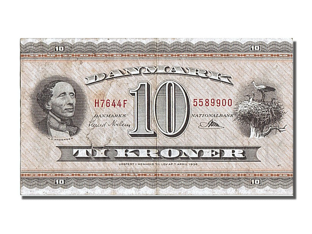 Billete, 10 Kroner, 1950, Dinamarca, BC+