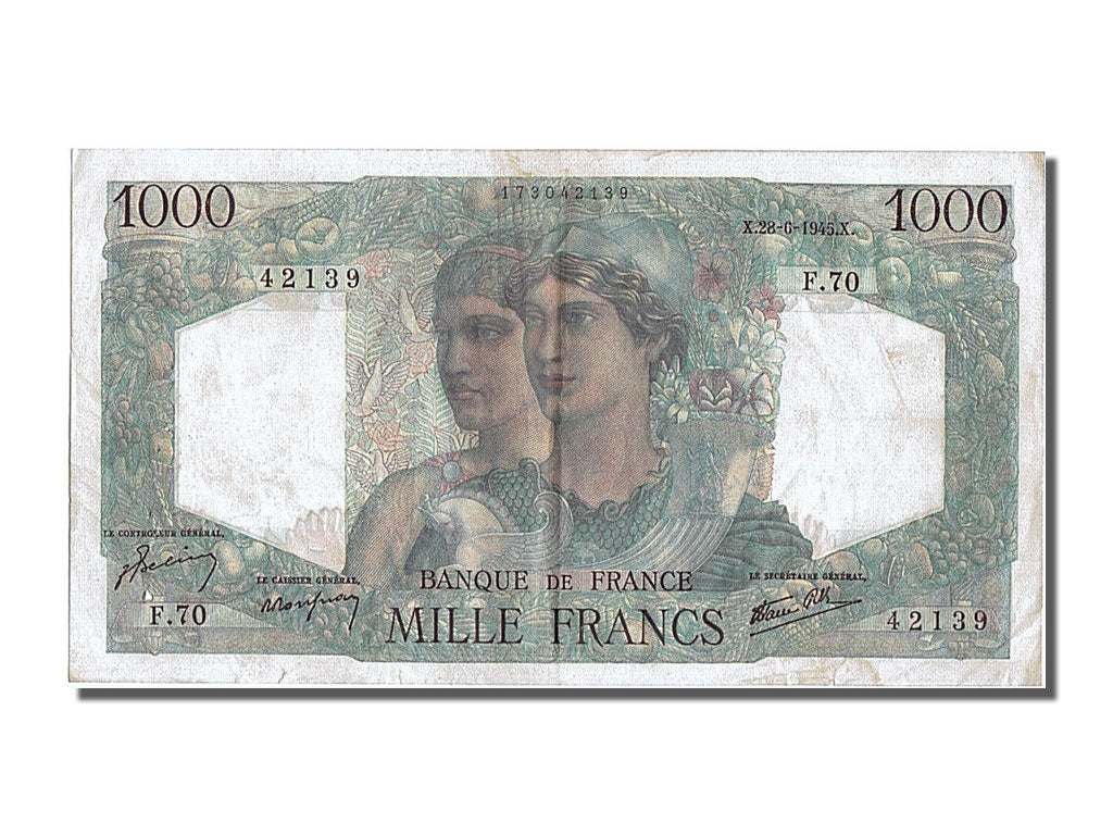 Banknote, France, 1000 Francs, 1 000 F 1945-1950 ''Minerve et Hercule'', 1945