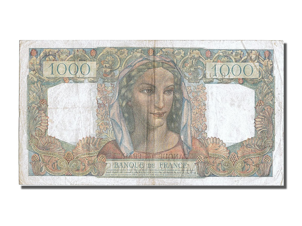 Geldschein, Frankreich, 1000 Francs, 1 000 F 1945-1950 ''Minerve et Hercule''