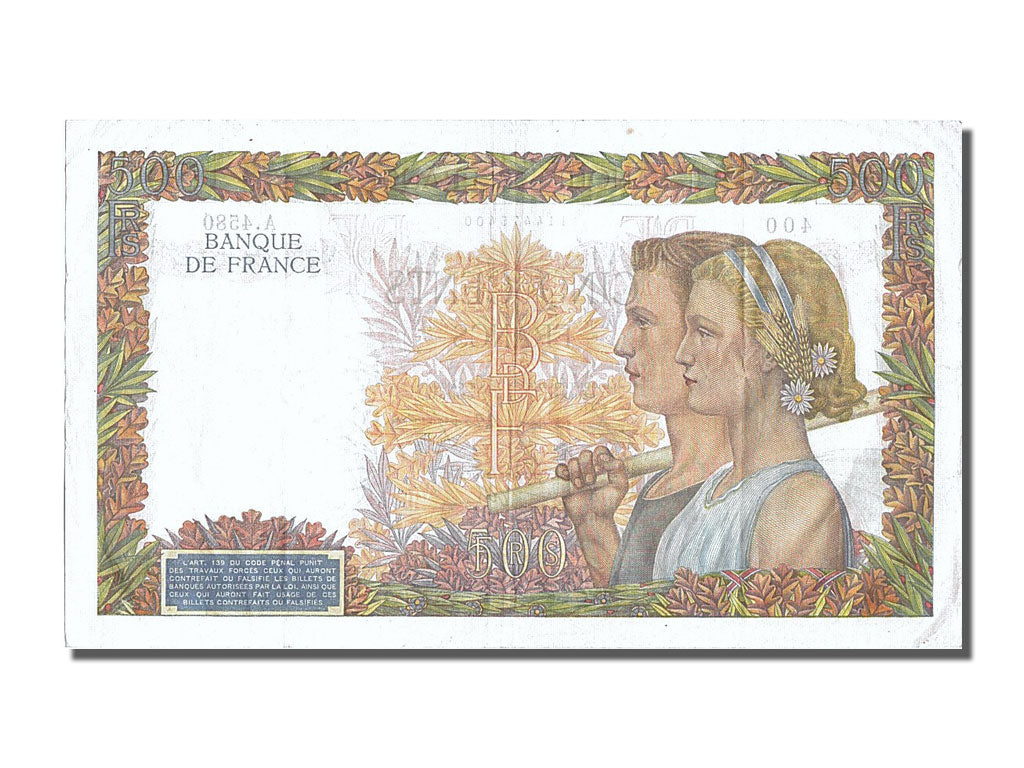 Banknote, France, 500 Francs, 500 F 1940-1944 ''La Paix'', 1942, 1942-01-29