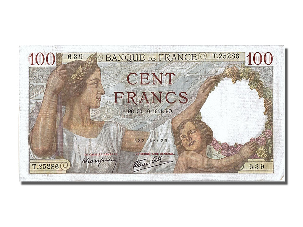 Banknote, France, 100 Francs, 100 F 1939-1942 ''Sully'', 1941, 1941-10-30
