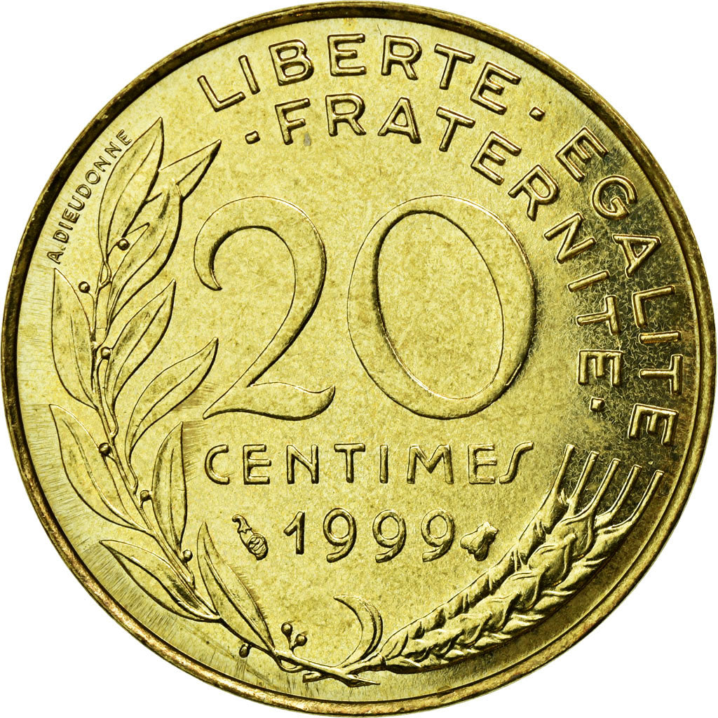 Coin, France, Marianne, 20 Centimes, 1999, MS(65-70), Aluminum-Bronze