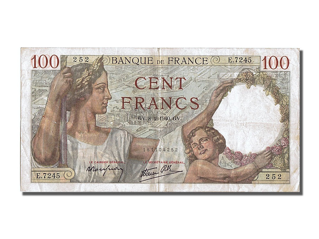 Banconote, Francia, 100 Francs, 100 F 1939-1942 ''Sully'', 1940, 1940-02-08, BB