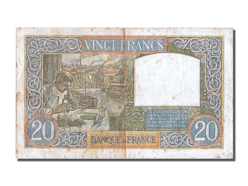 Billete, Francia, 20 Francs, 20 F 1939-1942 ''Science et Travail'', 1940