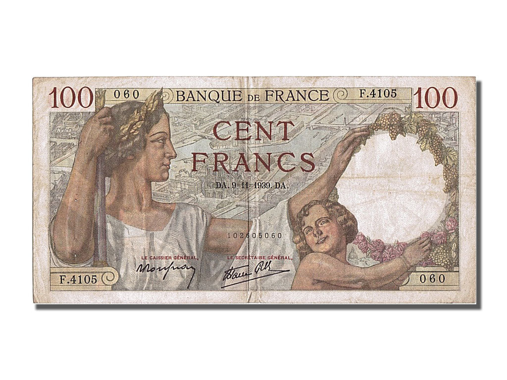 Banknote, France, 100 Francs, 100 F 1939-1942 ''Sully'', 1939, 1939-11-09