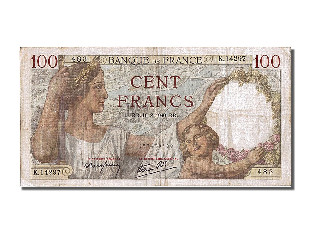 Banknote, France, 100 Francs, 100 F 1939-1942 ''Sully'', 1940, EF(40-45)