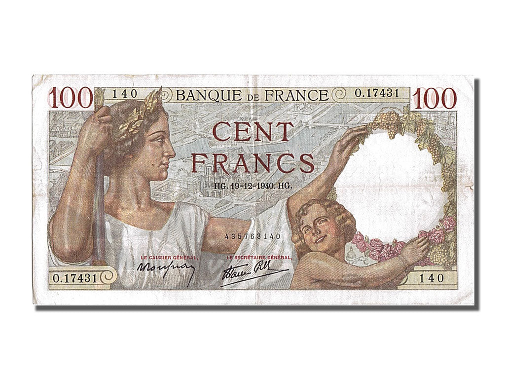Banknote, France, 100 Francs, 100 F 1939-1942 ''Sully'', 1940, 1940-12-19