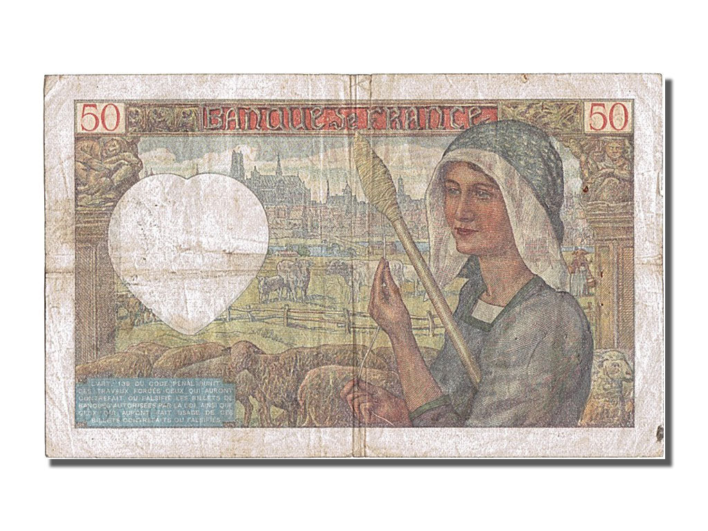 Geldschein, Frankreich, 50 Francs, 50 F 1940-1942 ''Jacques Coeur'', 1940