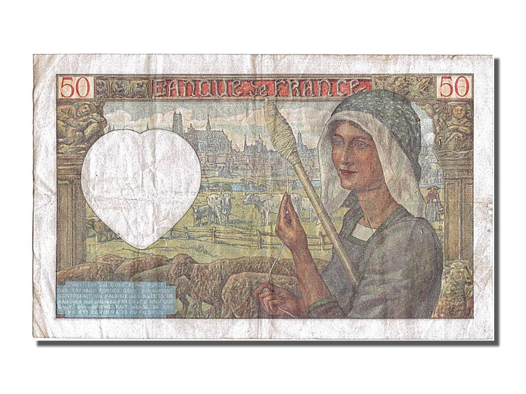 Banknot, Francja, 50 Francs, Jacques Coeur, 1940, 1940-09-05, VF(30-35)