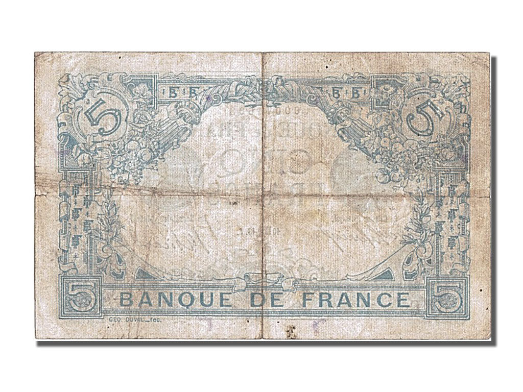 Banknote, France, 5 Francs, 5 F 1912-1917 ''Bleu'', 1913, 1913-10-10, EF(40-45)