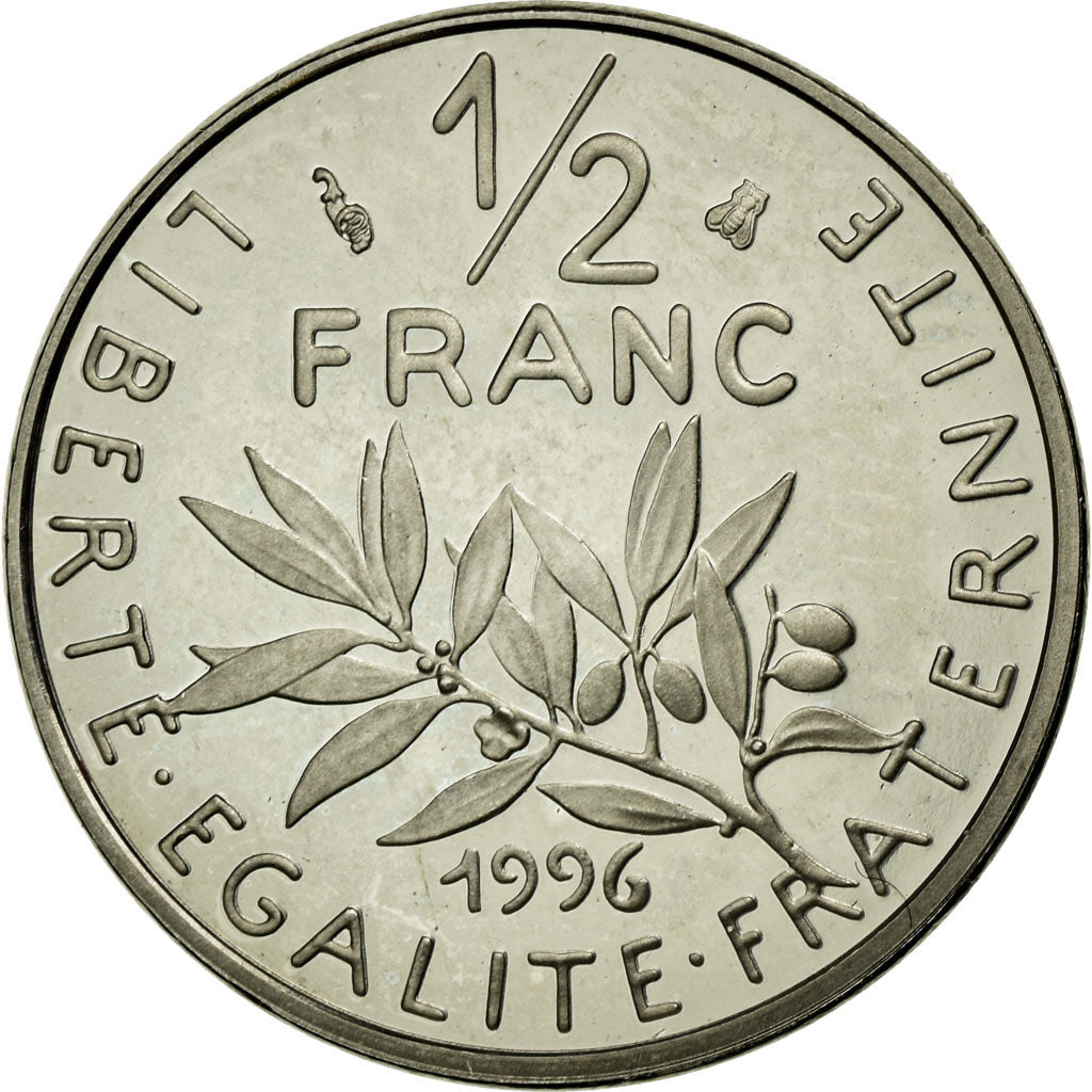 Moneta, Francja, Semeuse, 1/2 Franc, 1996, MS(65-70), Nikiel, Gadoury:429a