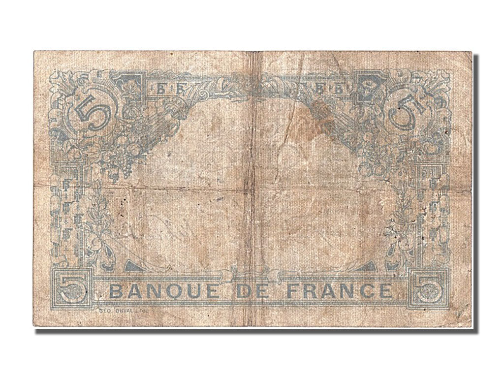 Banknote, France, 5 Francs, 5 F 1912-1917 ''Bleu'', 1915, 1915-09-07, VF(20-25)