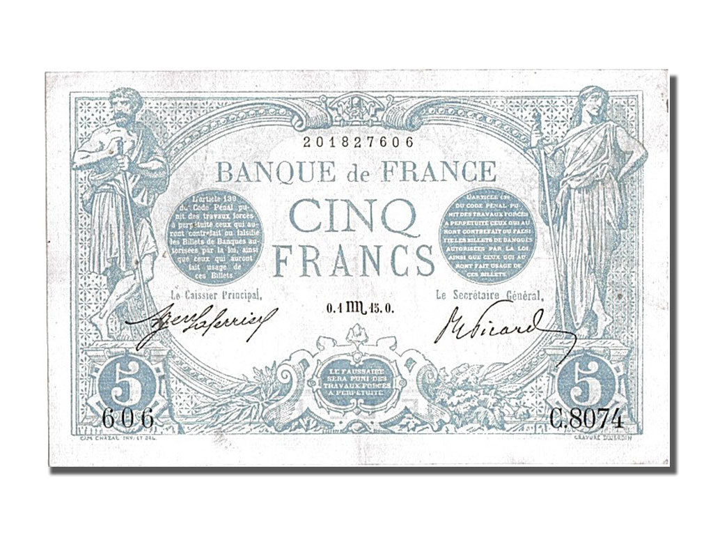 Biljet, Frankrijk, 5 Francs, 5 F 1912-1917 ''Bleu'', 1915, 1915-10-01, SUP