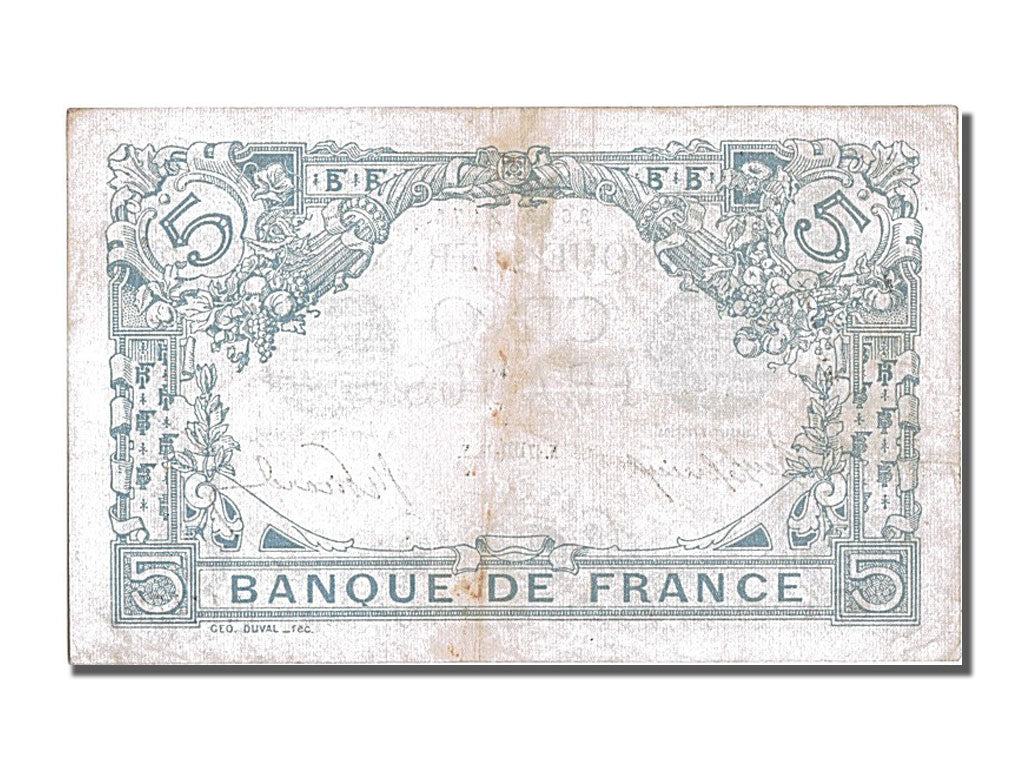 Banconote, Francia, 5 Francs, 5 F 1912-1917 ''Bleu'', 1916, 1916-10-17, BB+