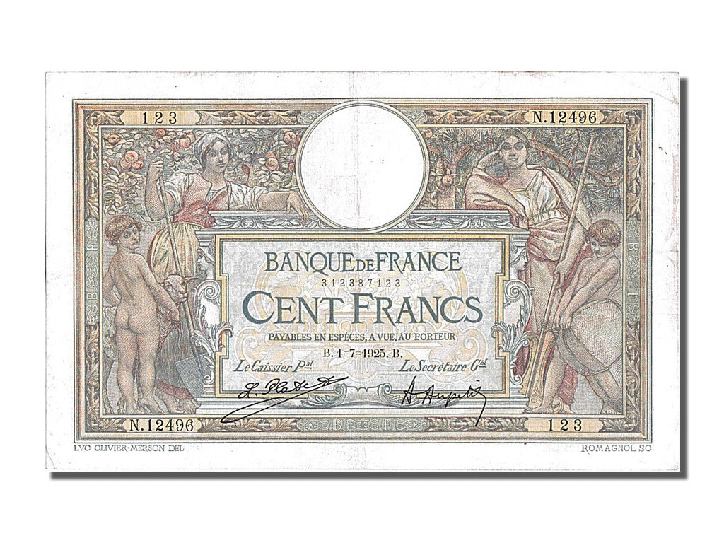 Billet, France, 100 Francs, 100 F 1908-1939 ''Luc Olivier Merson'', 1925