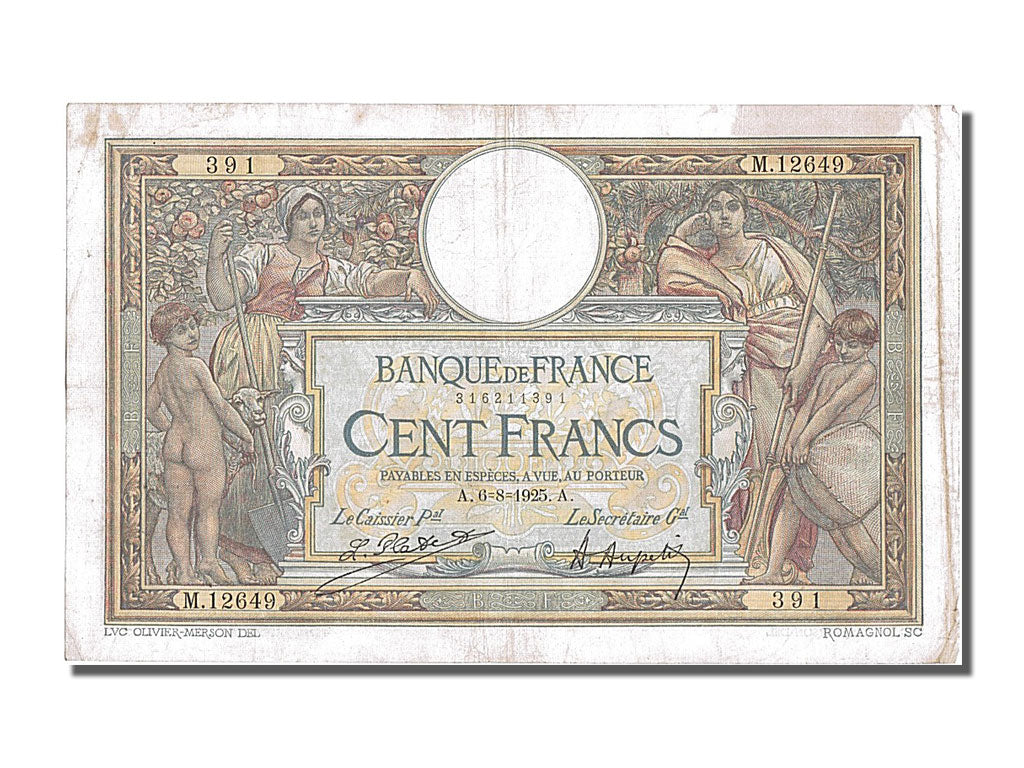 Billet, France, 100 Francs, 100 F 1908-1939 ''Luc Olivier Merson'', 1925