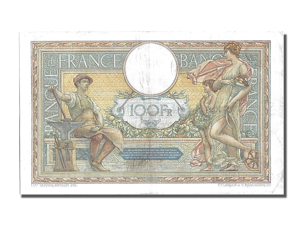 Banknote, France, 100 Francs, 100 F 1908-1939 ''Luc Olivier Merson'', 1926