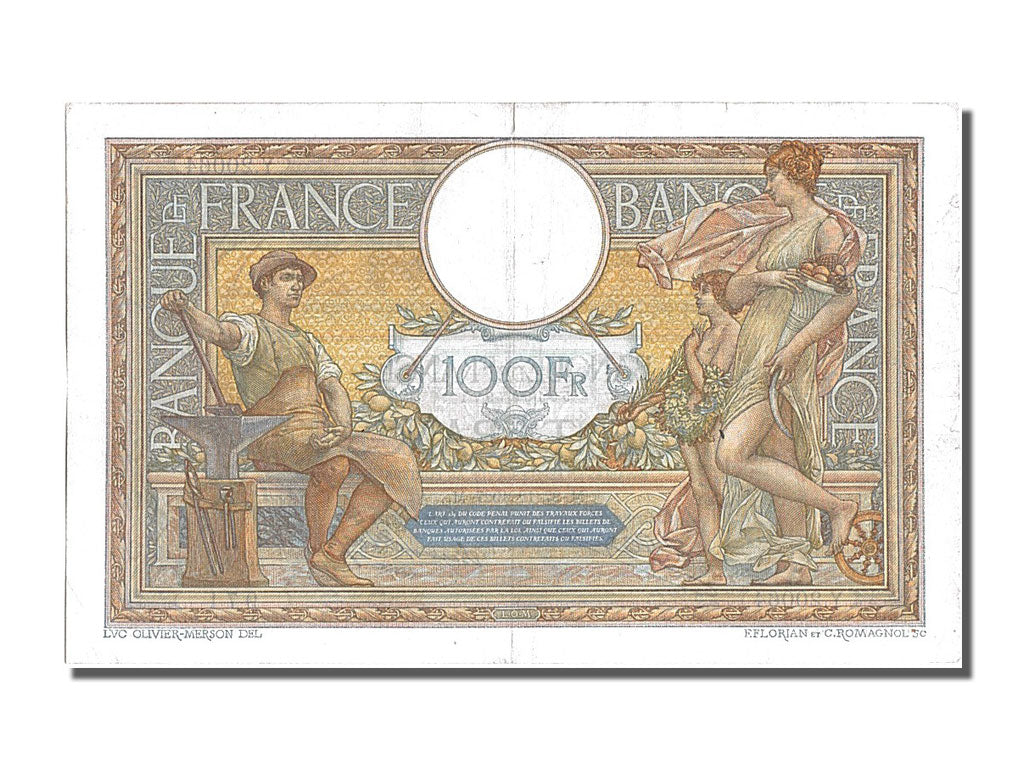 Banknote, France, 100 Francs, 100 F 1908-1939 ''Luc Olivier Merson'', 1927