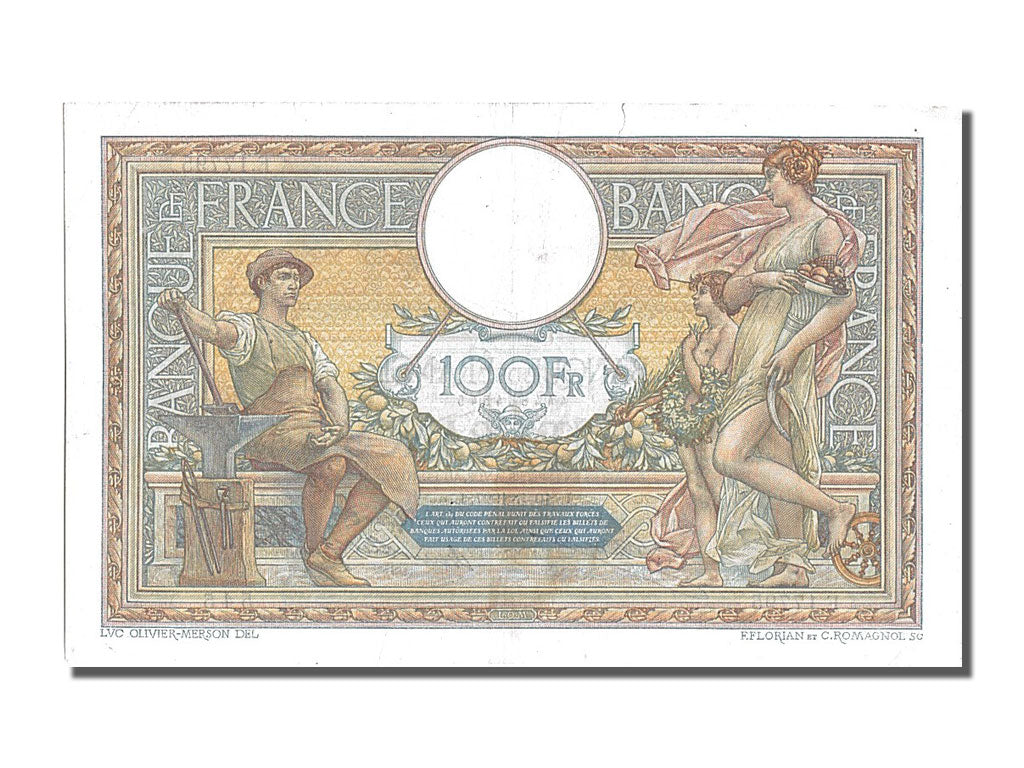 Banknote, France, 100 Francs, 100 F 1908-1939 ''Luc Olivier Merson'', 1927