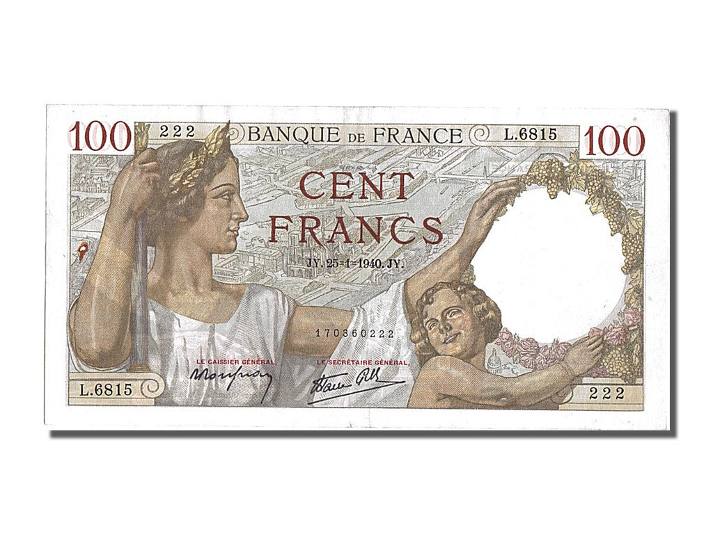 Billete, Francia, 100 Francs, 100 F 1939-1942 ''Sully'', 1940, 1940-01-25, MBC+