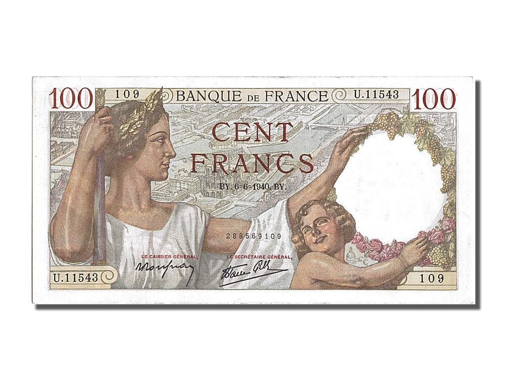 Banknote, France, 100 Francs, 100 F 1939-1942 ''Sully'', 1940, 1940-06-06